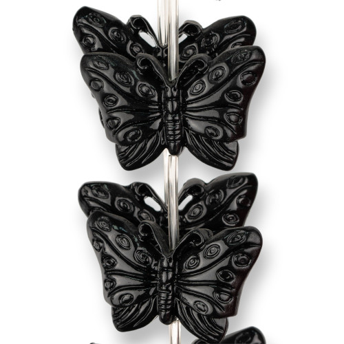 Perline Di Resina Farfalla Bifaccia 40x28mm 10pz Nero