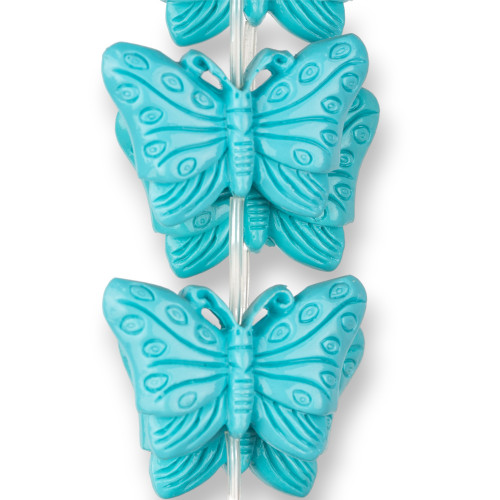 Doppelseitige Schmetterlings-Harzperlen, 40 x 28 mm, 10 Stück, Türkis