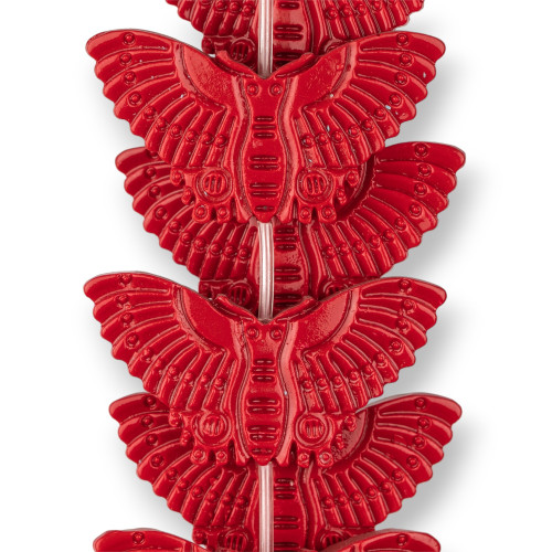 Doppelseitige Schmetterlings-Harzperlen, 53 x 30 mm, 11 Stück, Rot
