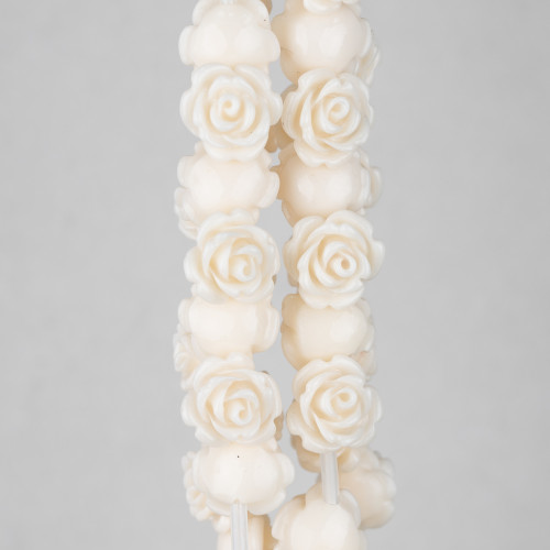 Resin Beads Flower 14mm 36pcs Through Hole White