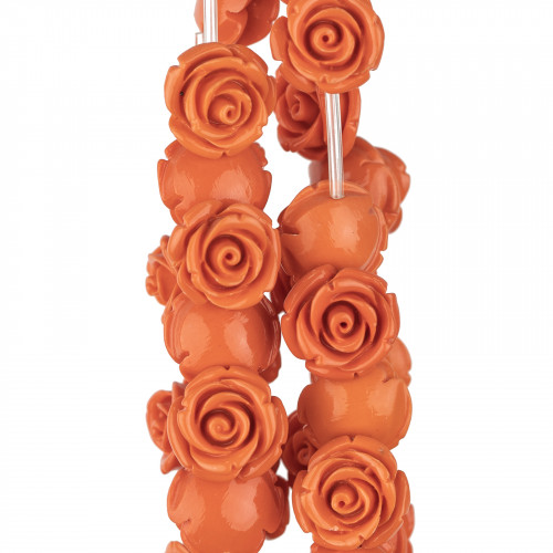 Harzperlen Blume 16 mm 28 Stück – Durchgangsloch – Orange