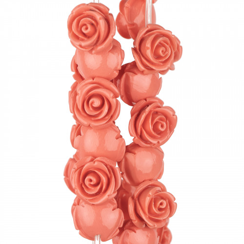 Resin Flower Beads 16mm 28pcs - Through Hole - Pink