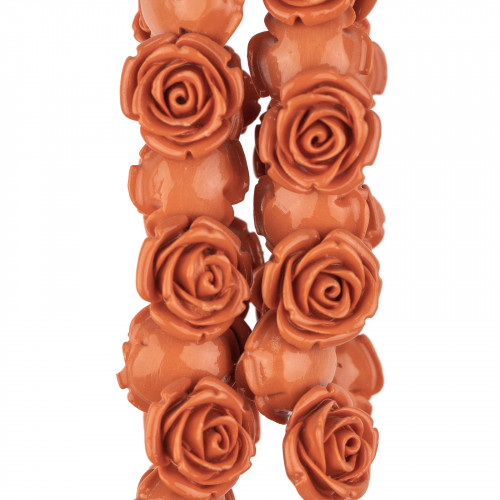 Perles en Résine Fleur 20mm 21pcs - Trou Traversant - Orange