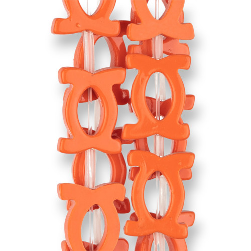Harzperlen, flache Komponente, 15 x 20 mm, 16 Stück, Orange