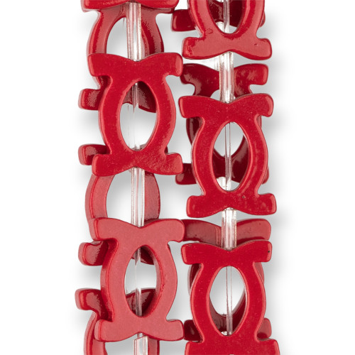Harzperlen, flache Komponente, 15 x 20 mm, 16 Stück, Rot