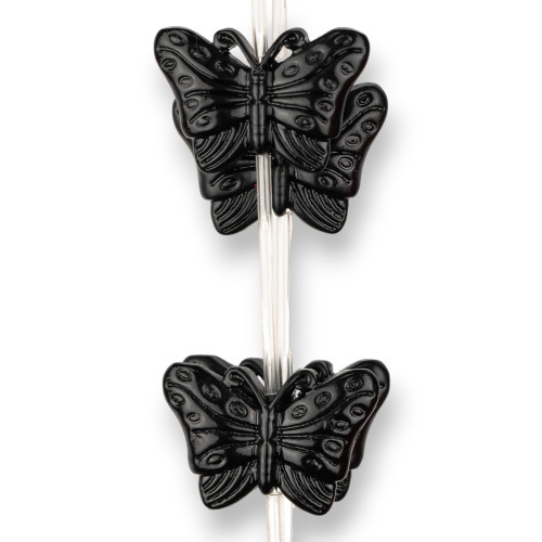 Double-Sided Butterfly Resin Beads 28x19mm 11pcs Black