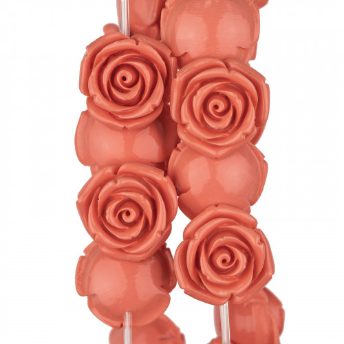Perline Di Resina Fiore 25mm 18pz - Foro Passante - Rosa