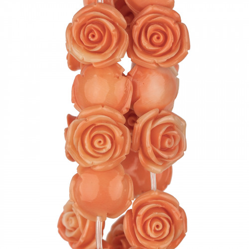 Cuentas de flores de resina 30 mm 13 piezas - Agujero pasante - Cuero D