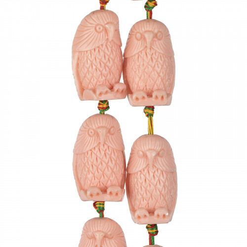 Owl Resin Beads 20x32mm 10pcs Light Pink