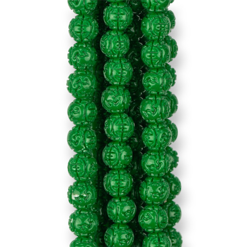 Engraved Smooth Round Resin Beads 05mm Green