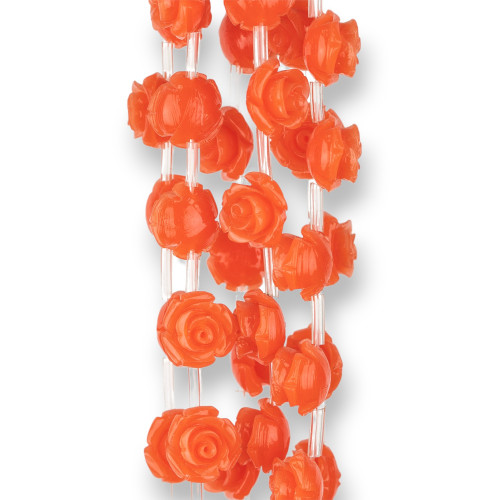 Perline Di Plastica Roselline 10mm 25pz Arancio
