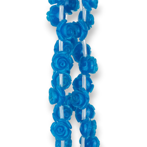 Plastic Beads Roses 10mm 25pcs Blue