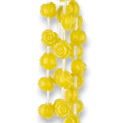 Plastic Beads Roses 10mm 25pcs Yellow