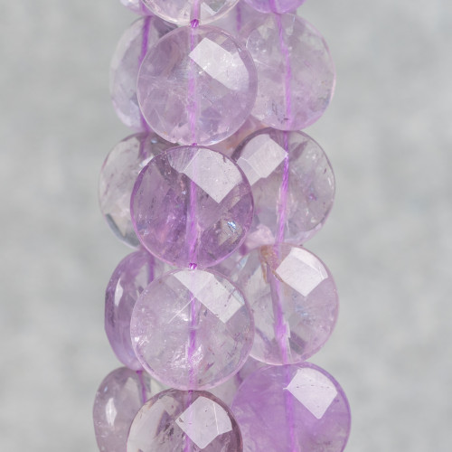 Clear Amethyst Round Flat Faceted 14mm Lavender