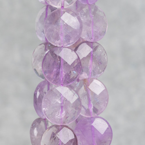 Klarer Amethyst, rund, flach, facettiert, 14 mm, Lavendel