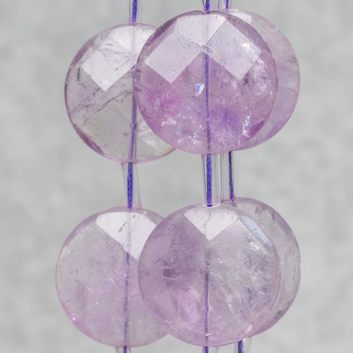 Clear Amethyst Round Flat Faceted 40mm 8τμχ