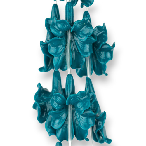 Lilium Resin Thread 35x45mm 8pcs Teal Blue