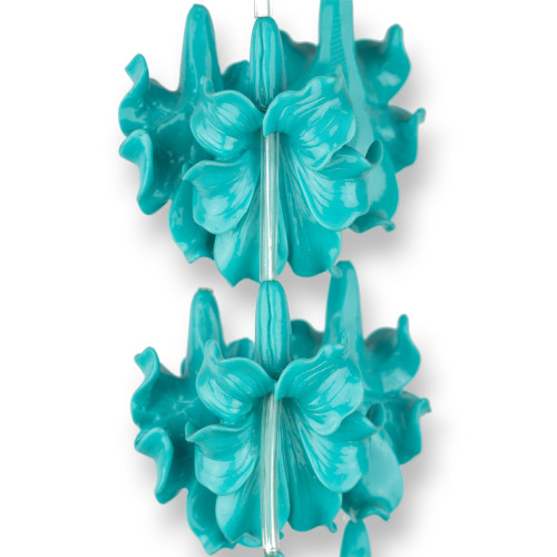 Lilium Resin Thread 35x45mm 8pcs Turquoise