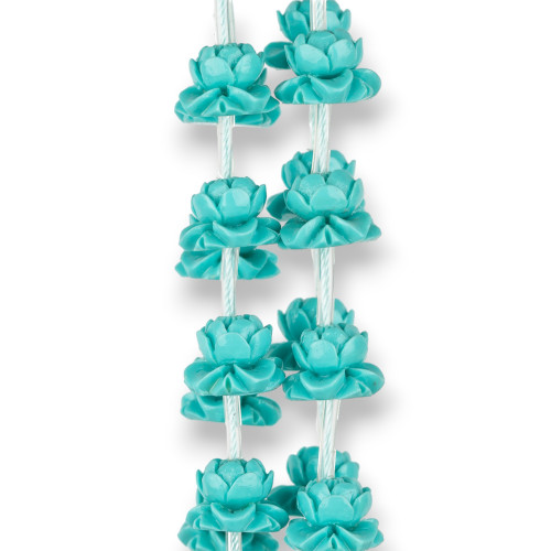 Resin Lotus Flower 15x10mm 20pcs Turquoise