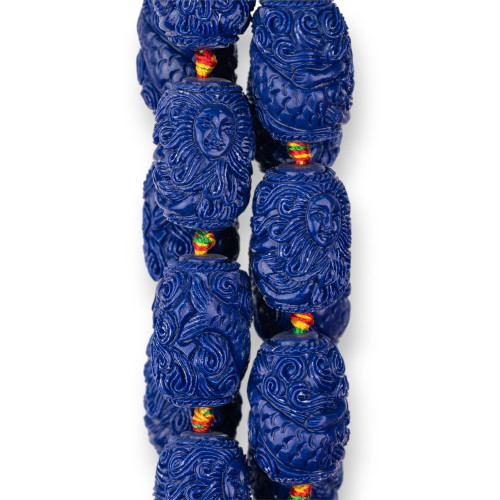 Barrel Wire Resin Beads 17x26mm 12pcs Blue