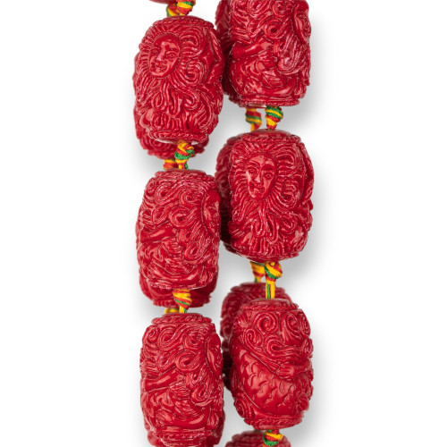 Barrel Wire Resin Beads 17x26mm 12pcs Red
