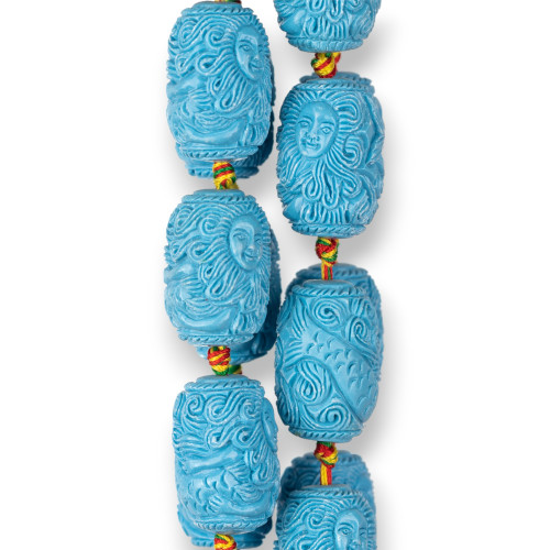 Barrel Wire Resin Beads 17x26mm 12pcs Turquoise Light Blue