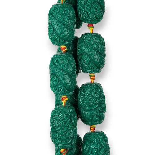 Barrel Wire Resin Beads 17x26mm 12pcs Green