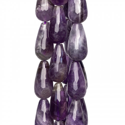 Amethyst Drops Faceted Briolette 10x20mm Clear Rough