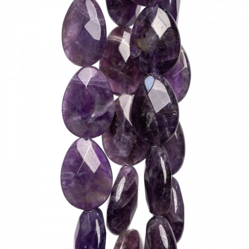 Amethyst Drops Flat Faceted 12x16mm Τραχύ