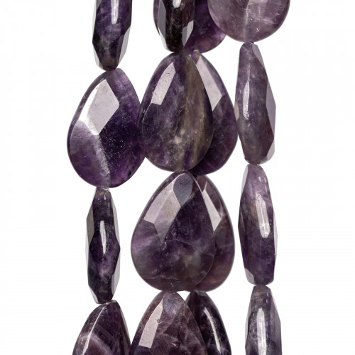 Amethyst Drops Flat Faceted 15x20mm Τραχύ