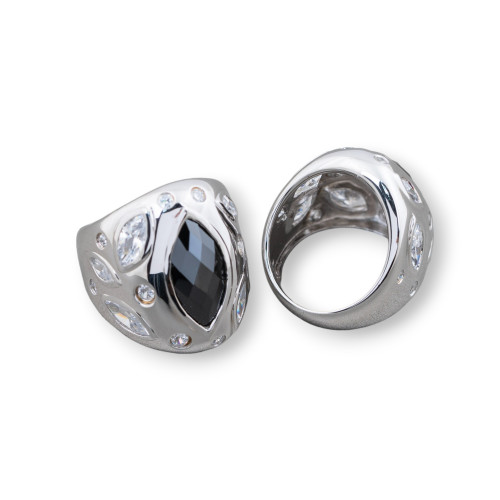 925 Silver Ring With Zircons 20x24mm