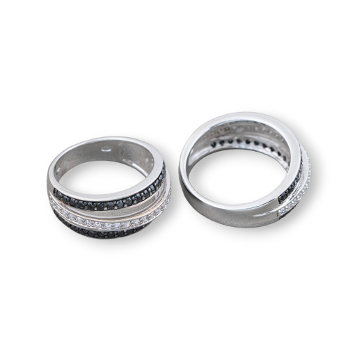 Ring aus 925er Silber mit Zirkonen, 21 x 22 mm