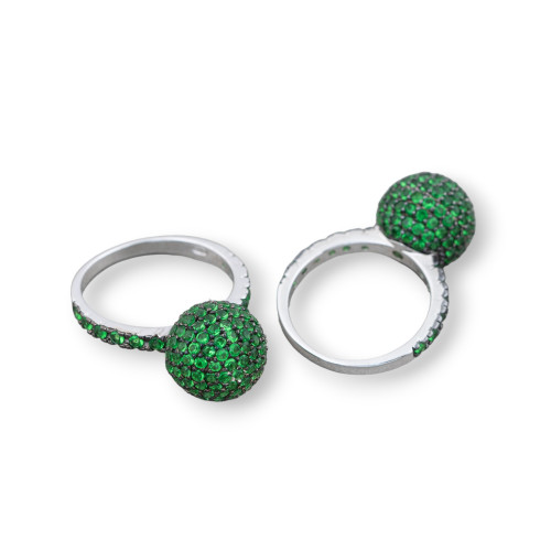 925 Silver Ring With Green Zircons 21x31mm