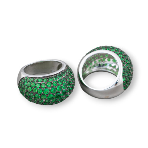 925 Silver Ring With Green Zircons 26x27mm