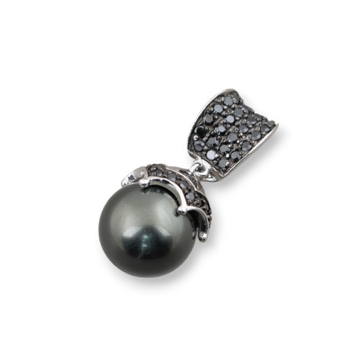925 Silver Pendant With Mallorcan Pearls 12x28mm Green