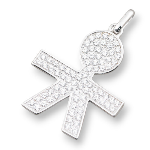 Pendentifs Argent 925 Grand Enfant Avec Zircons 31x45mm