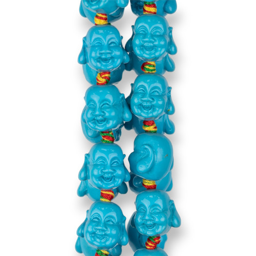 Resin Buddha 15x13mm 20pcs Light Blue