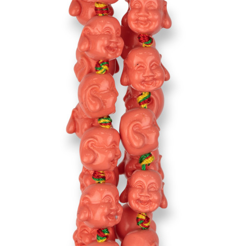 Resin Buddha 15x13mm 20pcs Salmon Pink