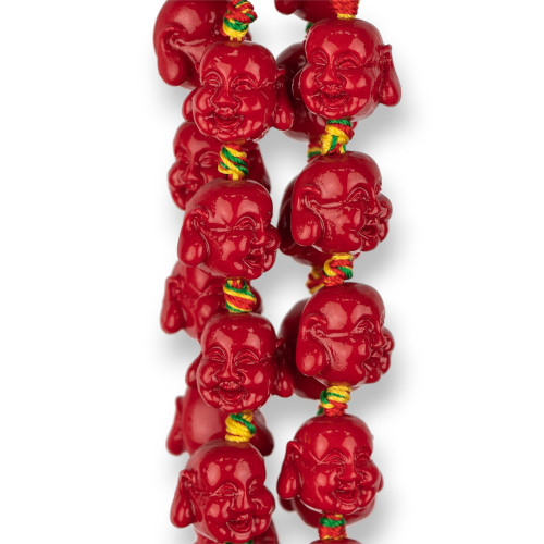 Buddha aus Kunstharz, 15 x 13 mm, 20 Stück, Rot
