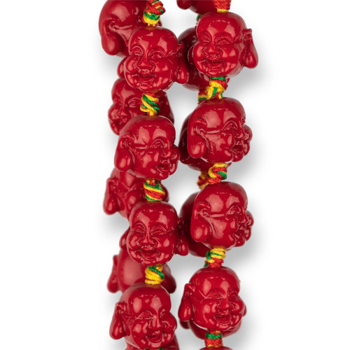 Bouddha en Résine 15x13mm 20pcs Rouge