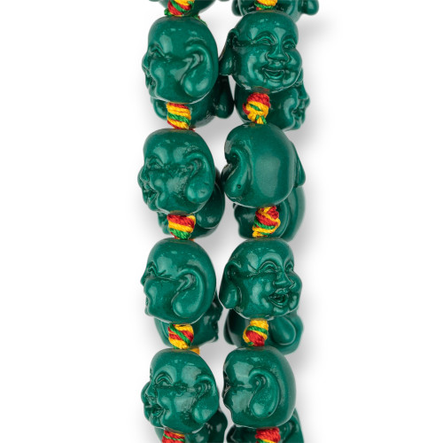 Buddha aus Kunstharz, 15 x 13 mm, 20 Stück, Grün