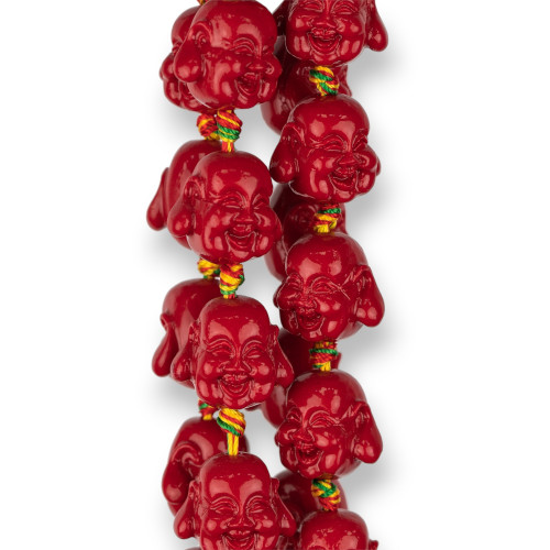 Bouddha en Résine 18x15mm 20pcs Rouge