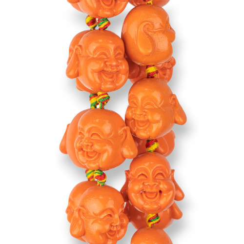 Buddha aus Kunstharz, 20 mm, 16 Stück, Orange