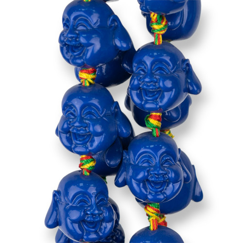 Resin Buddha 20mm 16pcs Blue