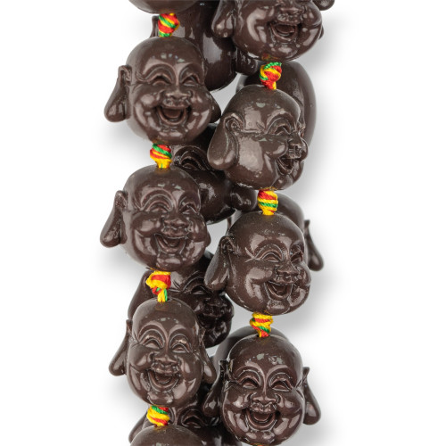 Resin Buddha 20mm 16pcs Brown