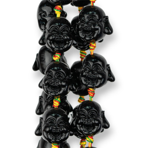 Resin Buddha 20mm 16pcs Black