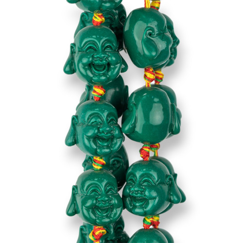 Buddha aus Kunstharz, 20 mm, 16 Stück, Grün