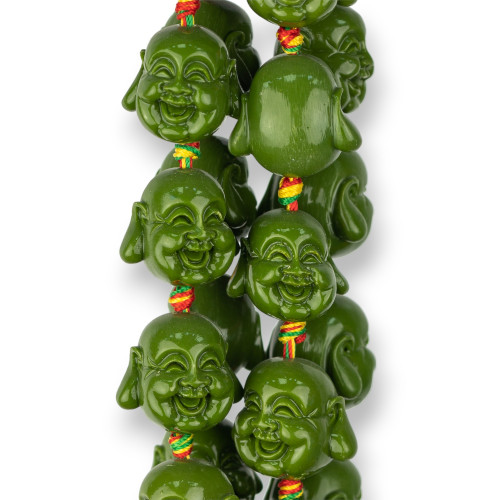 Resin Buddha 20mm 16pcs Olive Green