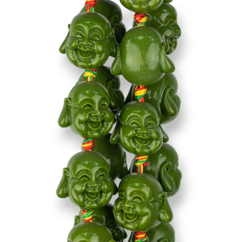 Bouddha en Résine 20mm 16pcs Vert Olive