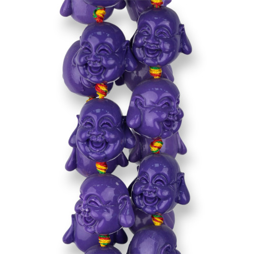 Resin Buddha 20mm 16pcs Purple